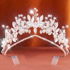 Leaf Wedding Bridal Headbands Pearl Headpiece for 1 Count Pack of 1 Silver