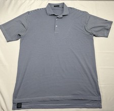 Turtleson Tour Performance Polo Golf Shirt Mens Large L Blue White Striped