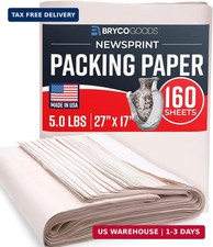 Bryco Goods Newsprint Packing Paper Sheets for Moving - 5lb - 160 Sheets of News