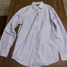 Banana Republic Non-Iron Classic Fit Men's Dress Shirt L Purple/White Striped