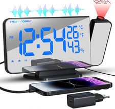 Sveglia Con Proiettore 7,5 Pollici Radio Sveglia Digitale Da Comodino Con 