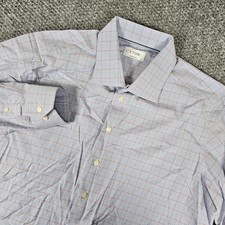Eton Contemporary Fit Dress Shirt Mens 18.5 47 Blue Orange Micro Check Plaid