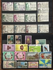 FILIPINA: 1966 - 1972 Lote mixto de 29 estampillas grandes - Usadas en dos carros.