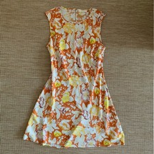 NWT Doen Alamere Silk Sleeveless Slip Mini Dress Sienna Anemone Bloom Orange