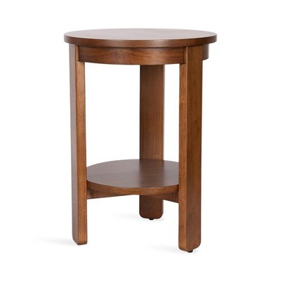 Foxford Tiered Round Side Table, 16 x 16 x 23, Walnut Brown, Transitional -Ti...