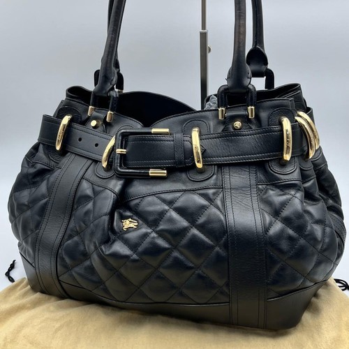 Burberry Quilted Tote Bag A4 Capacity Monogram Canvas Business Casual Authentic