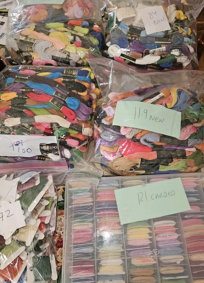 Lot Of 742 Embroidery Floss Mix Colors Inc 353 New, 194 Used & 195 Carded Floss - Image 2 of 4