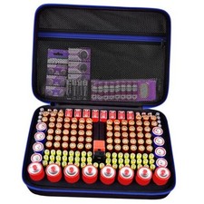 Storage Case  Battery Organizer with Tester for 162 AA AAA 4A C D 9V 3V Blue