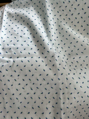 Vtg Blue Petite Rose Fabric Plisse Cotton Nursery Quilt 30" x 44" F55 - Picture 1 of 5