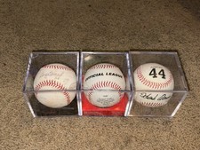 Lot of 3 MLB Baseballs In Acrylic Displays One Autographed