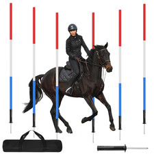6 Adjustable Horse Training Agility Poles with Carry Bag and Ground Nails