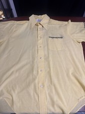 Vintage Sears Shirt Mens L Yellow Tapered Perma Prest Pocket Button 70s