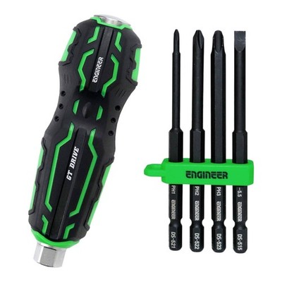 ENGINEER GT Drive DZ-73 Screwdriver Set with Plus & Minus Bits, Carbon Steel