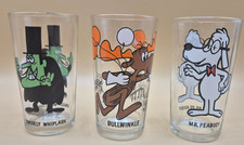 1970&rsquo;s The Rocky & Bullwinkle Show Character Pepsi Collector Glasses Set Of 3