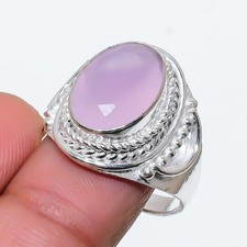 Pink Rose Quartz Gemstone 925 Sterling Silver Jewelry All Size Ring For Gift