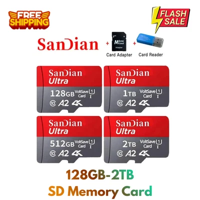 SANDIAN 128GB-2TB Original High Speed Flash SD Memory Mini TF Card for PC/Cameras Gift