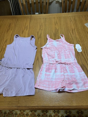 NWT XS (4-5) Wonder Nation 2 Pack Knit Romper Dress Purple & Pink/white - Picture 9 of 24