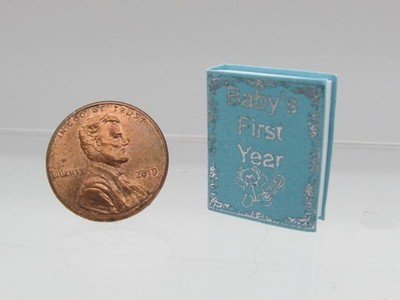 Dollhouse Miniature Blue Babys First Year Baby Book with Pages NCNI219
