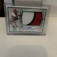 2020 Leaf Trinity- Patch Auto D'Andre Swift #PA-DS1 Green Foil /25 (AU, MEM, RC)