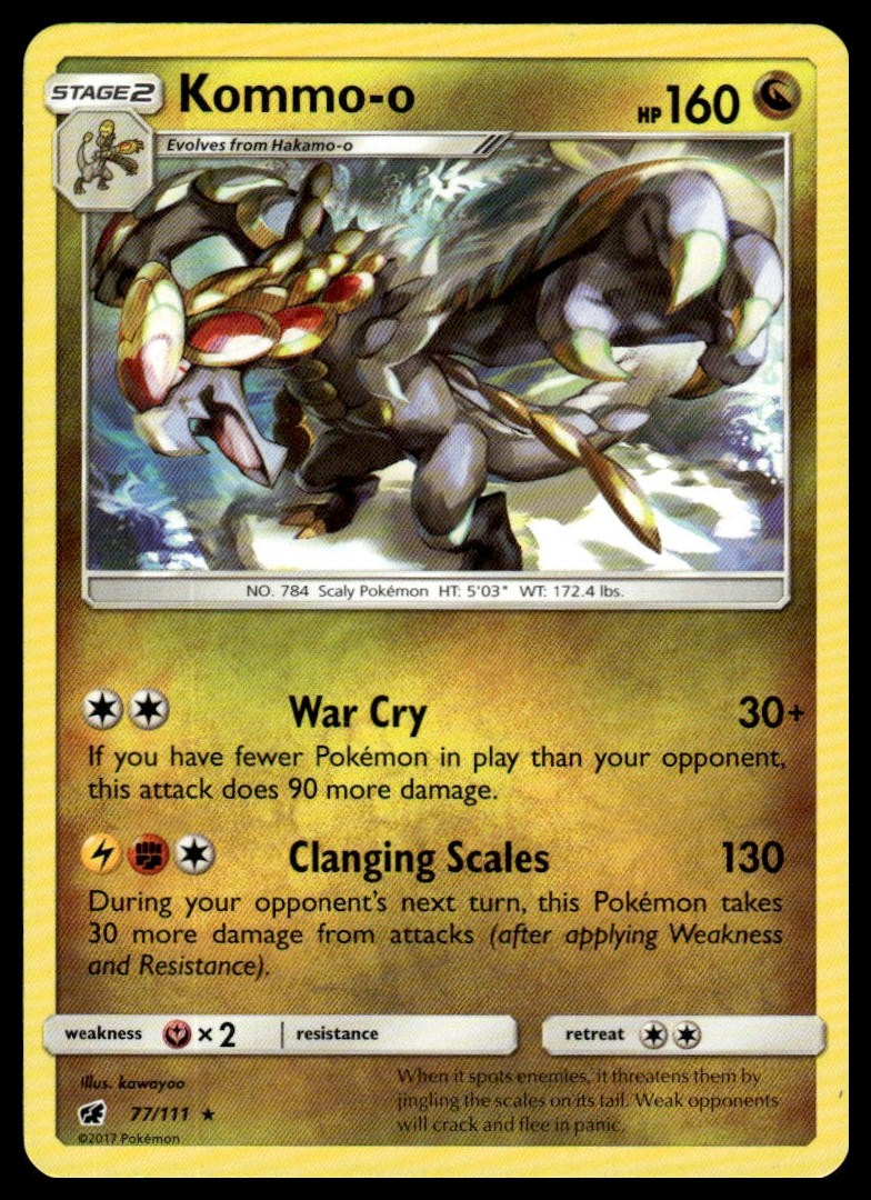 Kommo-o 77/111 Rare Crimson Invasion Pokemon Near Mint