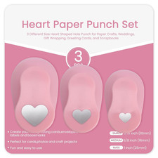 3PCS Heart Punch Set, 3/8 Inch, 5/8 Inch, 1 Inch Heart Hole Punch Set for Scr...