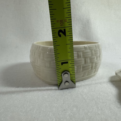 Belleek Irland Kleeblatt Kylemore Schmuckschatulle Korbgeflecht Herzform Deckel - Bild 8 von 9