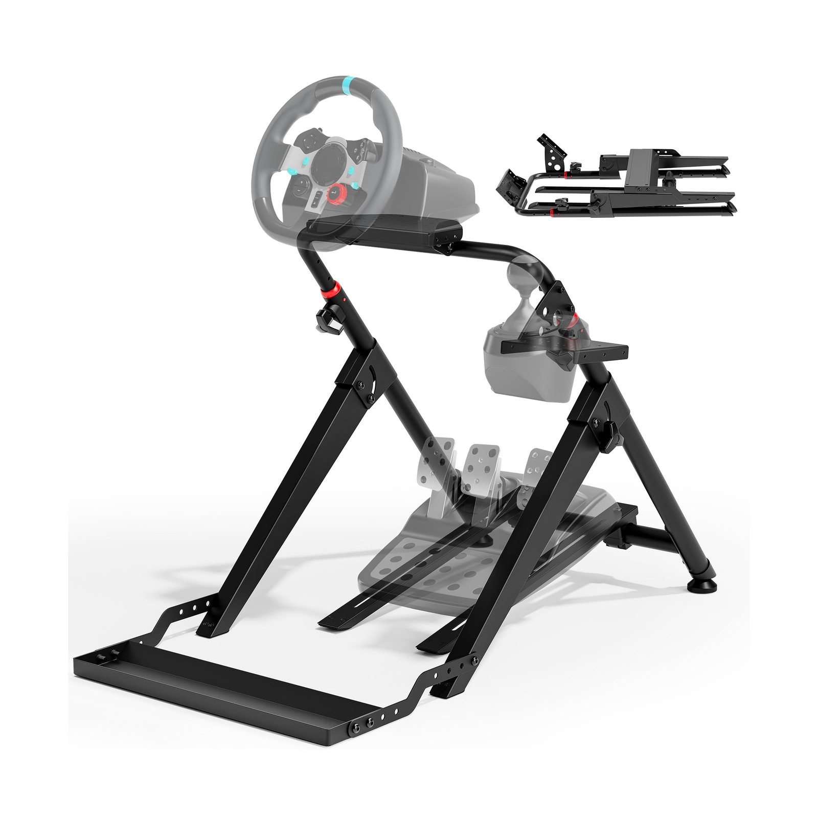 ARES WING Foldable Sim Racing Wheel Stand with Chair Fixing Slot, Formula and...