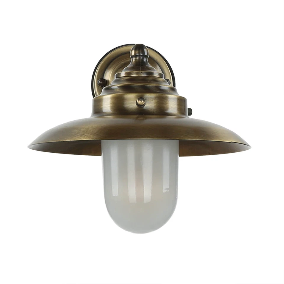 Stilvolle Wandleuchte aus Messing Glas maritimes Design IP64 Hof Lampe außen - Bild 3 von 4
