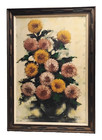 Post Impressionism Oil Painting Still Life Vase w/Chrysanthemums Flowers 29X41