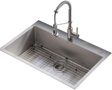 Stark 33" Dual Mount Drop Sink with Pull-Down Faucet - Stainless Steel Combo