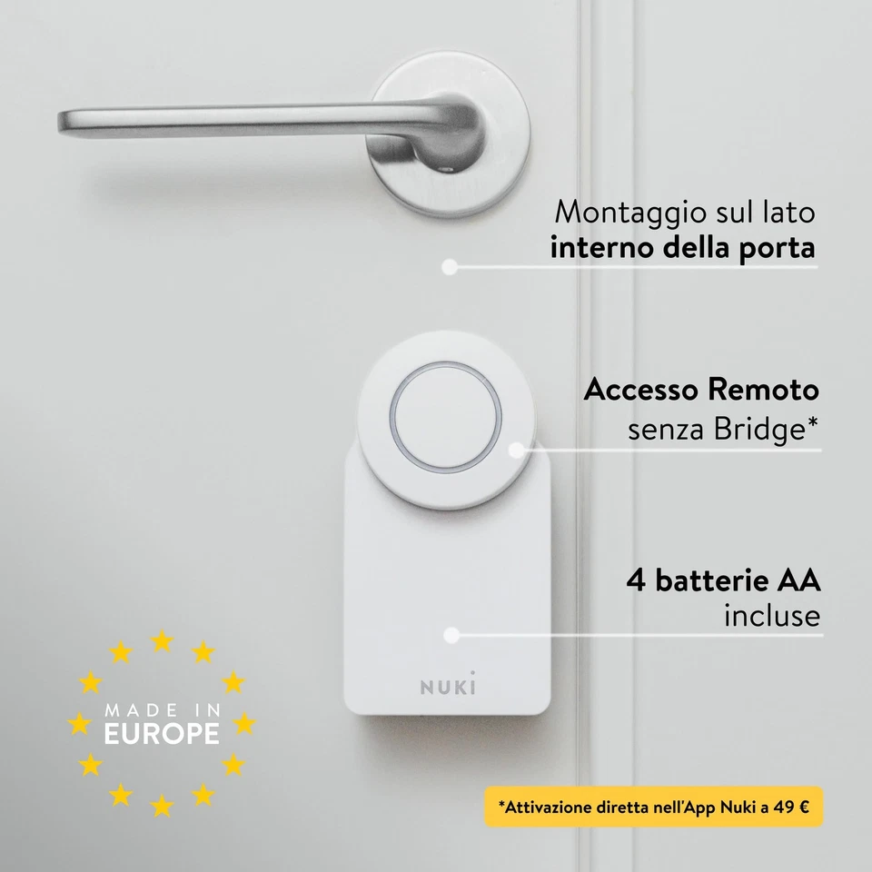 Nuki Smart Lock Go (2025) con Bluetooth Wi Fi & Matter Serratura elettronica che - Immagine 3 di 4
