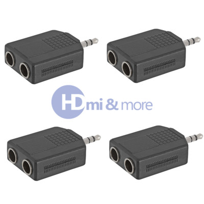 4x Dual 2- 6.35mm Stereo Jack to 3.5mm 1/8'' Stereo Plug Audio Cable Adapter