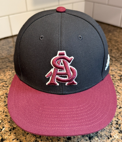 Arizona Sun Devils Adidas A-flex Hat Cap Fitted 7 1/4 Black Red - Picture 1 of 8