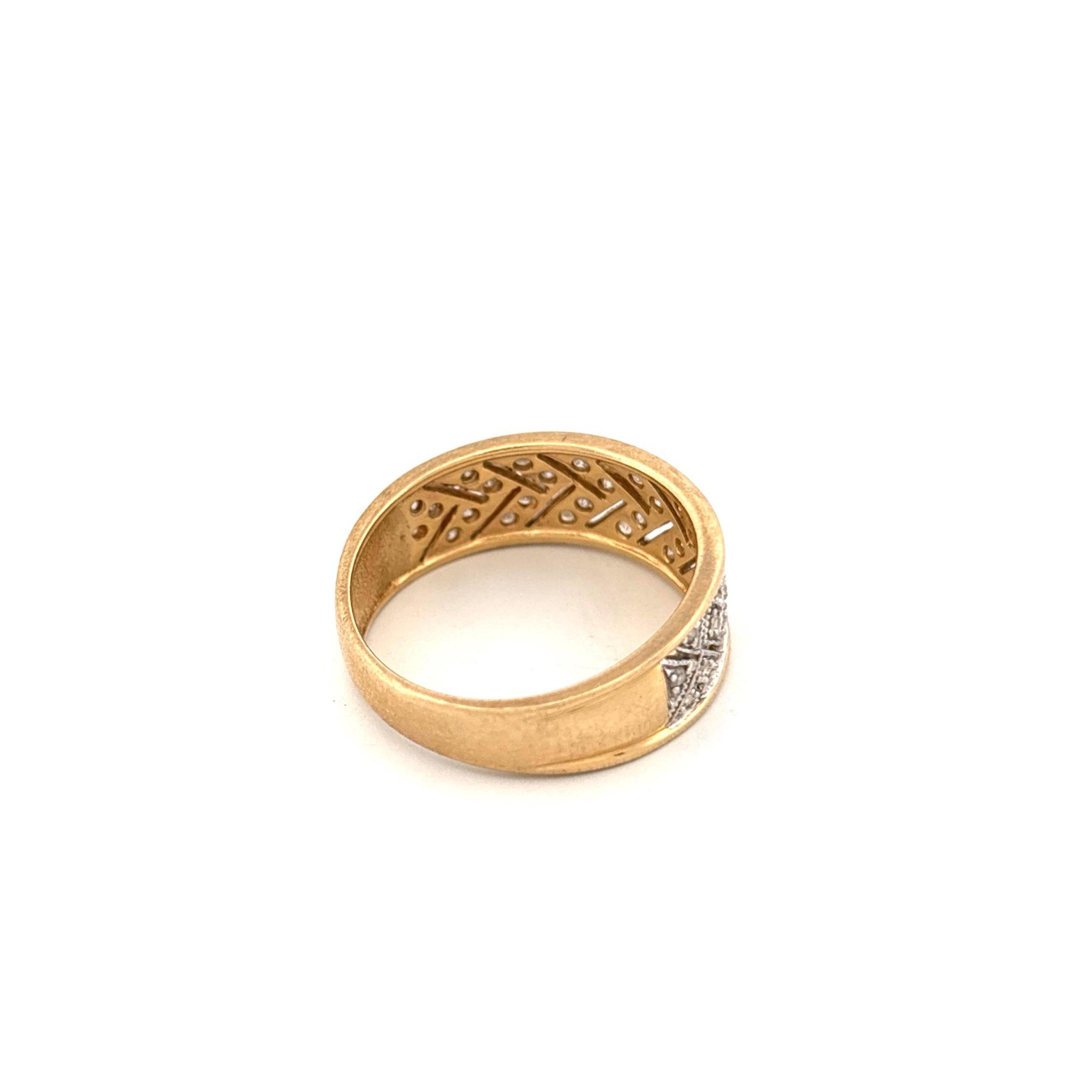 14K Herringbone Diamond Ring - image 9
