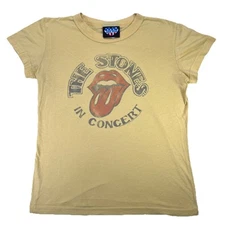 VTG 2004 Junk Food The Rolling Stones In Concert T Shirt L Womens Yellow Top