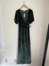 Baltic Børn Meghan Velvet Wrap Maxi Dress Deep Green, Size XL