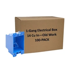 100 Pack  1-Gang Electrical Outlet/Switch Box 14 Cu In ETL Certified Old Work