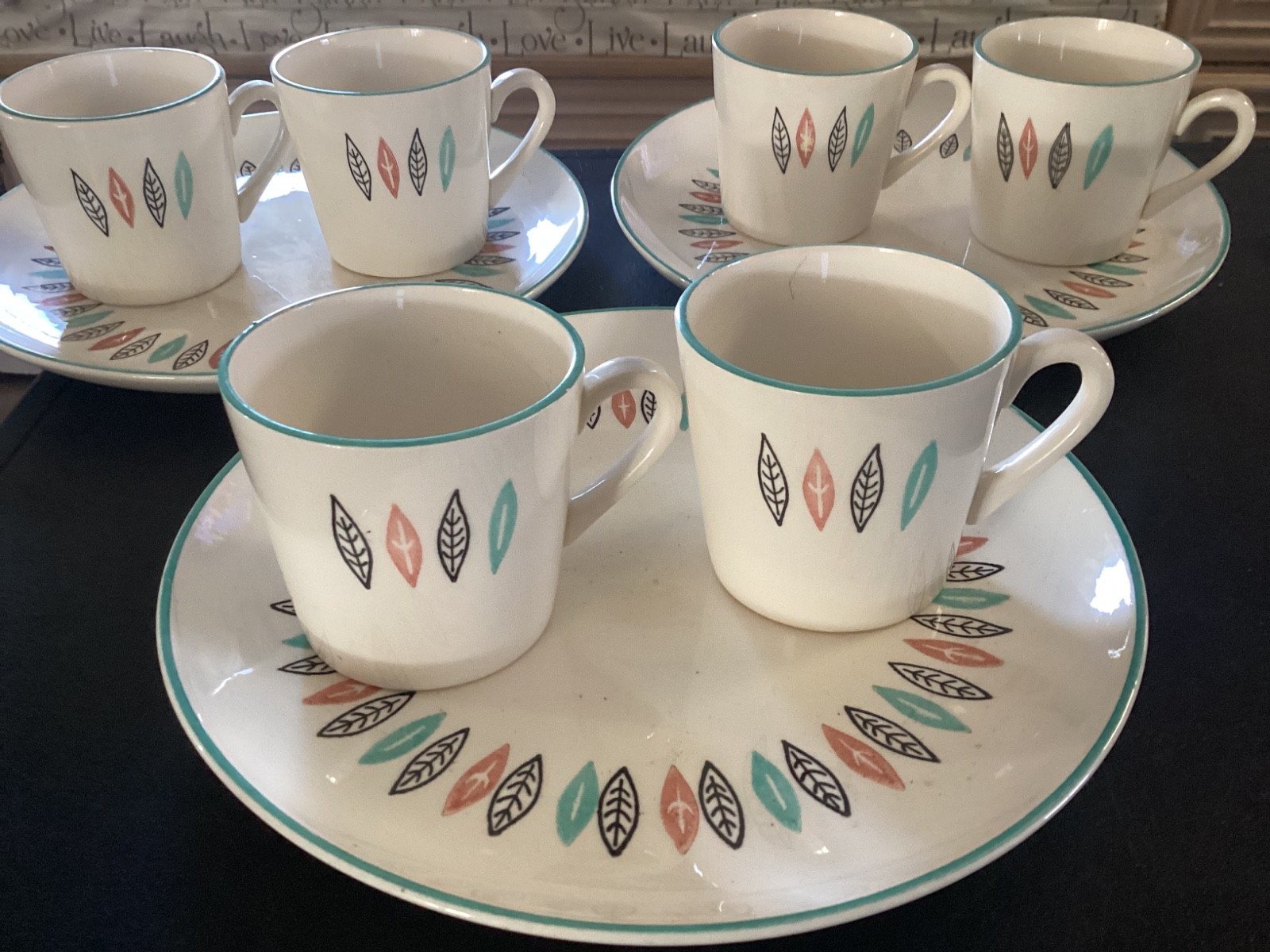 (3) Vintage Marcrest Nordic Mint 10" Dinner Plates & (6) Matching Coffee Cups