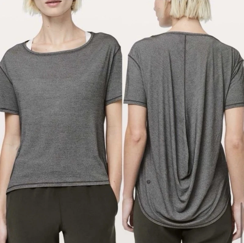 lululemon fall in place short sleeve heathered high-low shirt