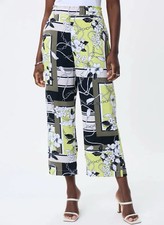 Joseph Ribkoff 231199 Black/Multi Wide Leg Floral Trousers Sz 4 Retail 159