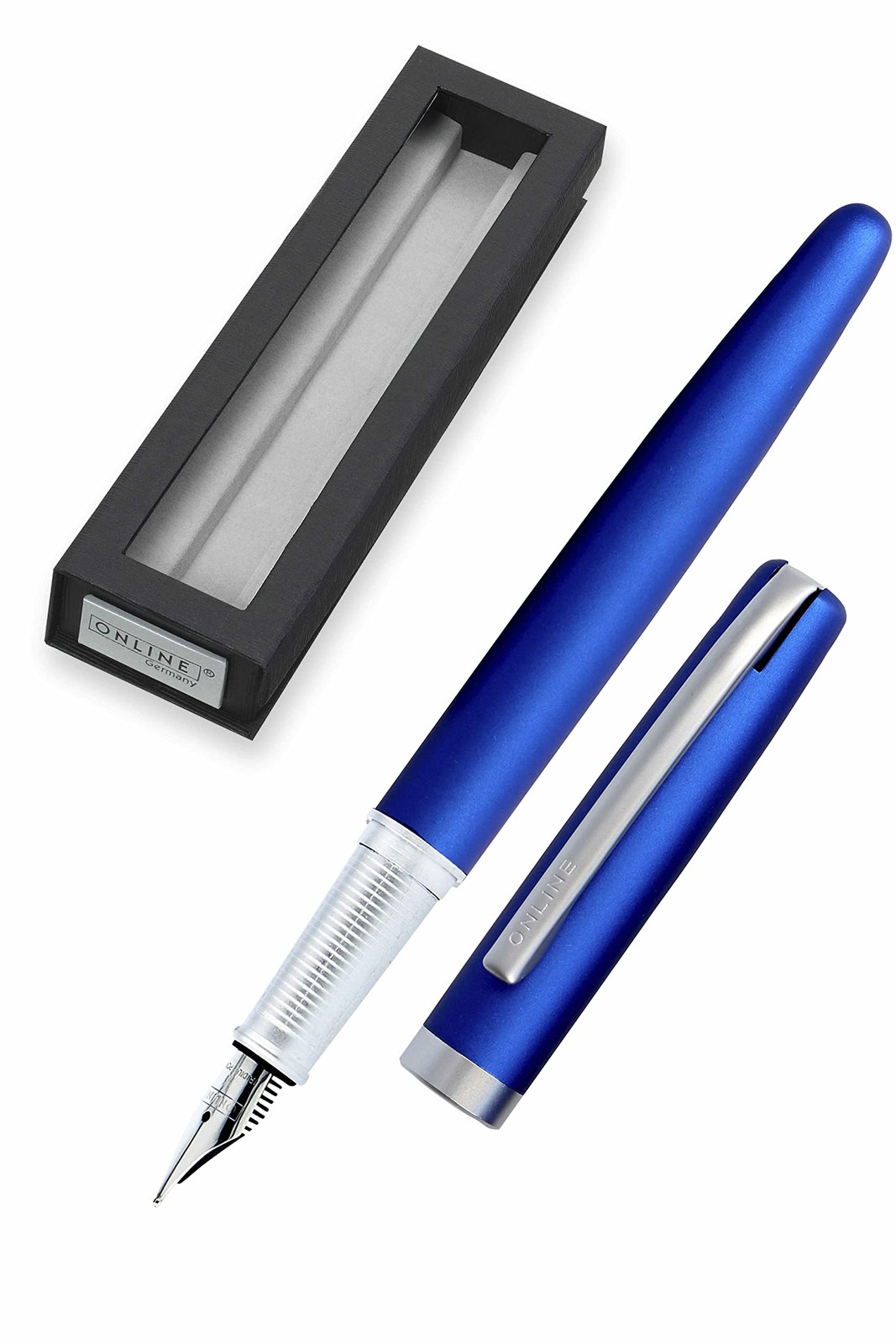 Online Eleganza Fountain Pen I Satin Blue I Nib Size M I Metal Clip I Includes I