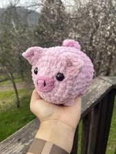 Handmade Crochet Amigurumi Light Pink Loaf Pig Plush/Plushie Stuffed Animal 4  