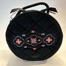 NWT Vera Bradley Round Travel Case Winter Ornaments Velvet Cosmetic Bag Makeup