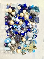 Blue Evil Eye BEAD MIX for Jewelry Making - Glass, Gemstone, Boho, Charms