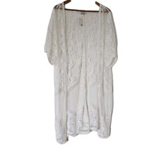 Womens Duster Kimono Sheer Fairy Cottage Festival Duster Embroidered White OS