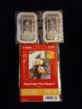 2 New Canon PG-40 Black Ink & a 4x6 Photo paper Sampler