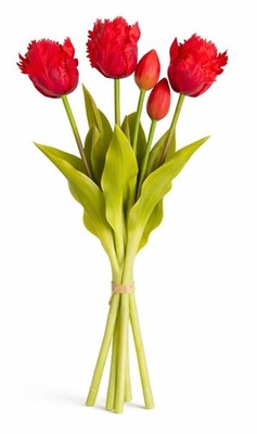 Red Parrot Tulips Faux Flowers 15 Inch Silk Stems Fake Floral Arrangement Weddin