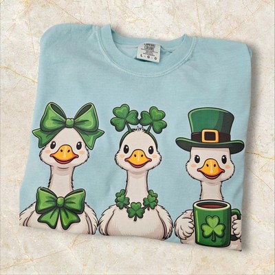 St Patrick's Day Ducks - Adult Long Sleeves T-shirt Size Small