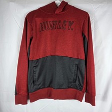 Hurley Nike DriFIT Boys Hoodie XL 13-15 Red Gray Colorblock Performance Pullover