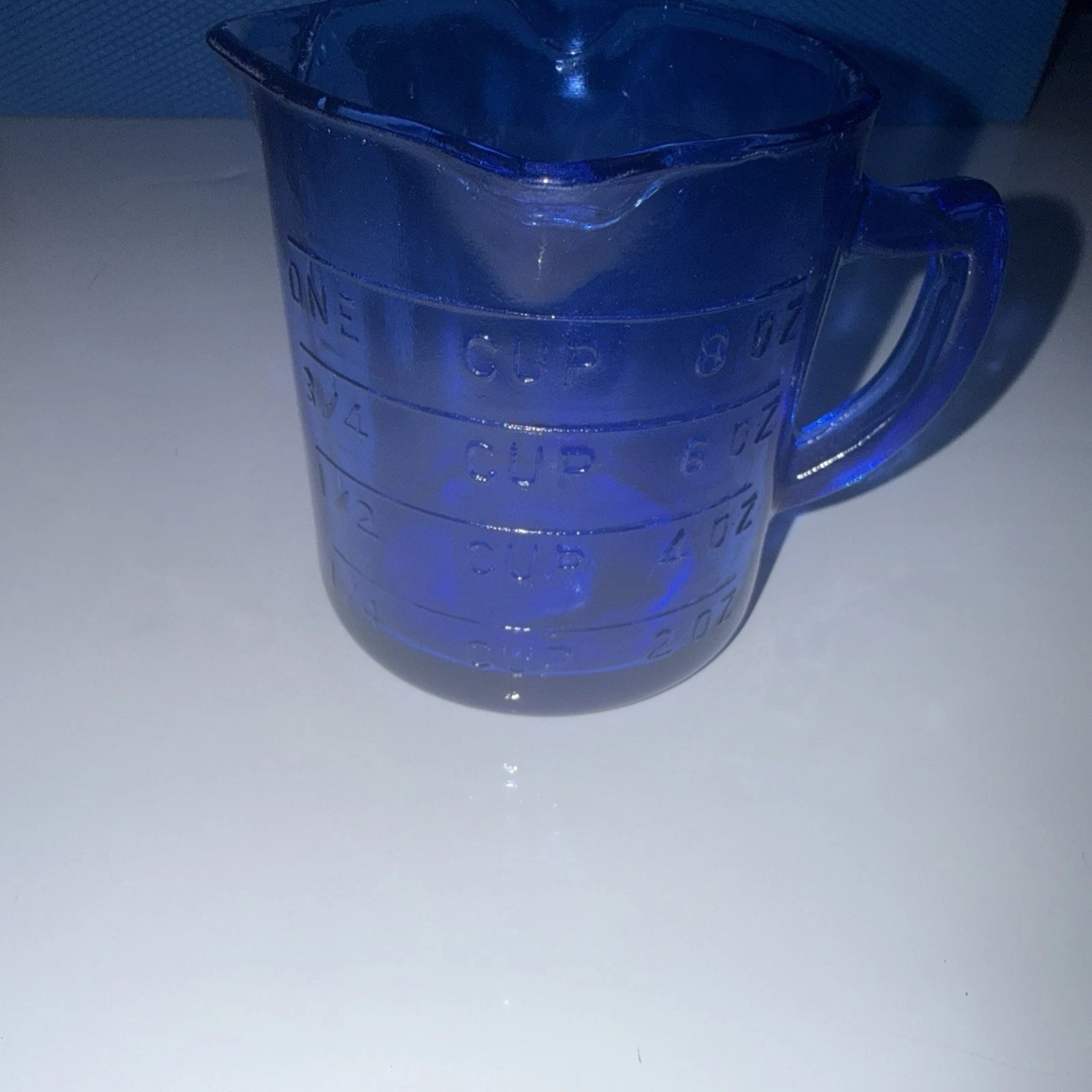 Cobalt Blue Depression Style Glass Measuring Cup, Kitchenware, Vintage Style
